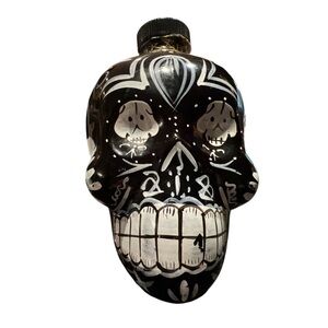 KAI TEQUILA Large Skull Bottle Decorative Black and White Day of the Dead